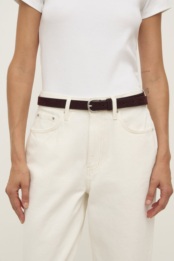 Womens Slim Suede Belt