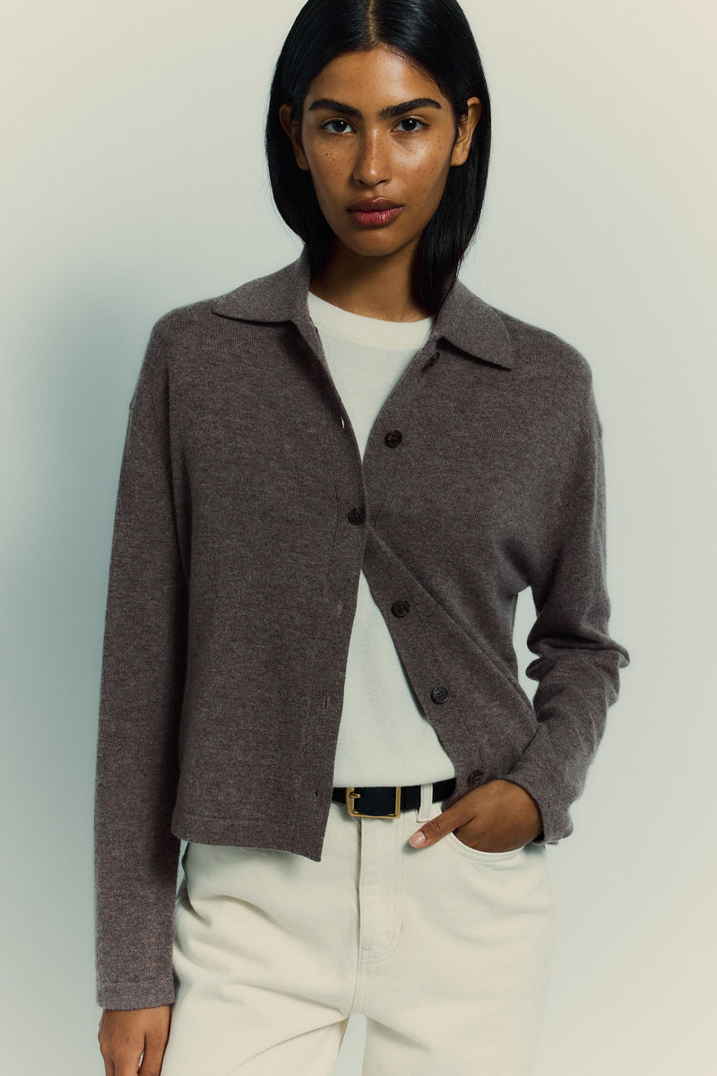Womens Wool Cashmere Knit Cardigan Sable | Assembly Label