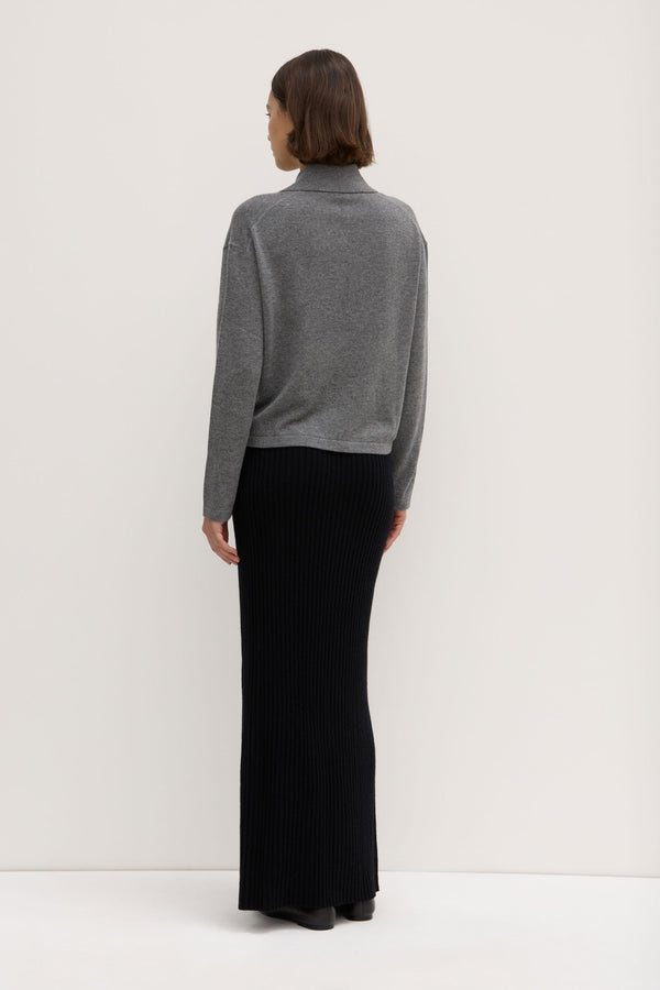 Wool Cashmere Rib Maxi Skirt