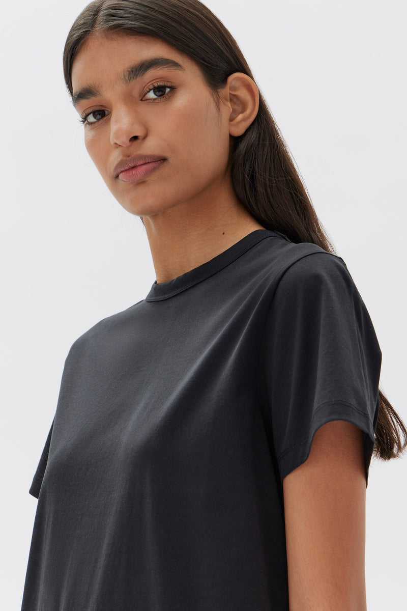 Silk-blend T-shirt - Black - Ladies