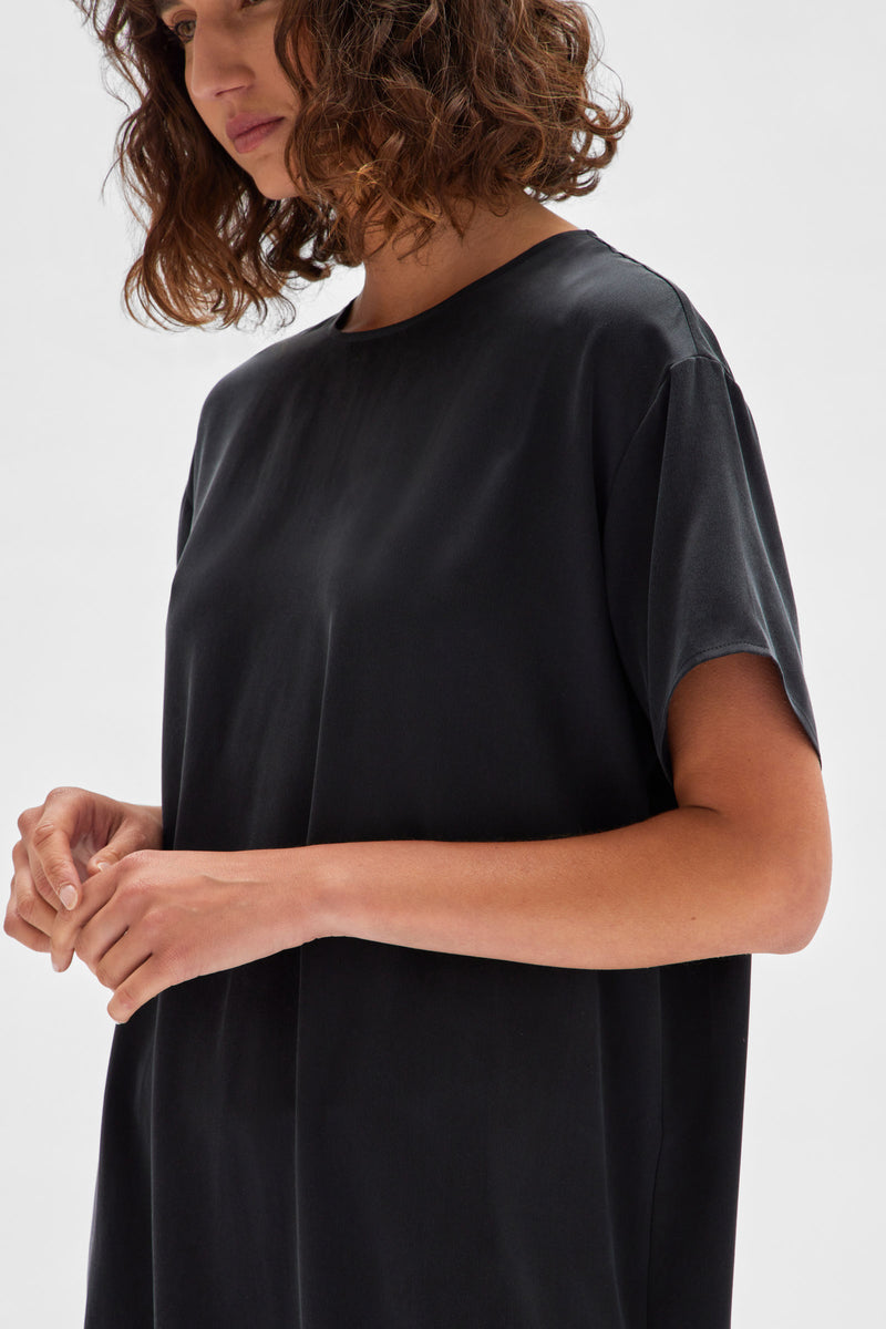 Totême Black Silk Monogram Anet Dress