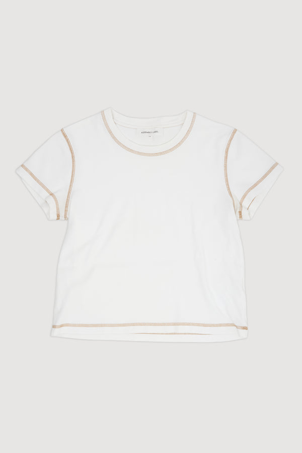 Re-Worn Womens Organic Cotton Yarn Contrast Stitch Tee