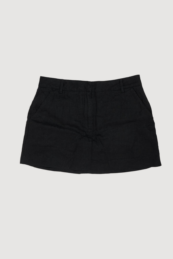 Re-Worn Womens Linen Mini Skirt
