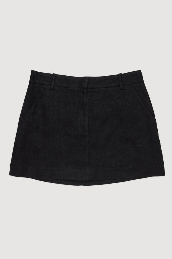 Re-Worn Womens Linen Mini Skirt