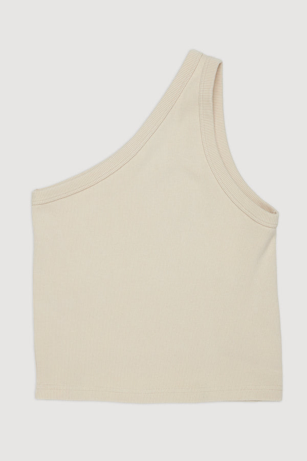 Re-Worn Womens Organic Cotton Yarn Blend Textured One Shoulder Top