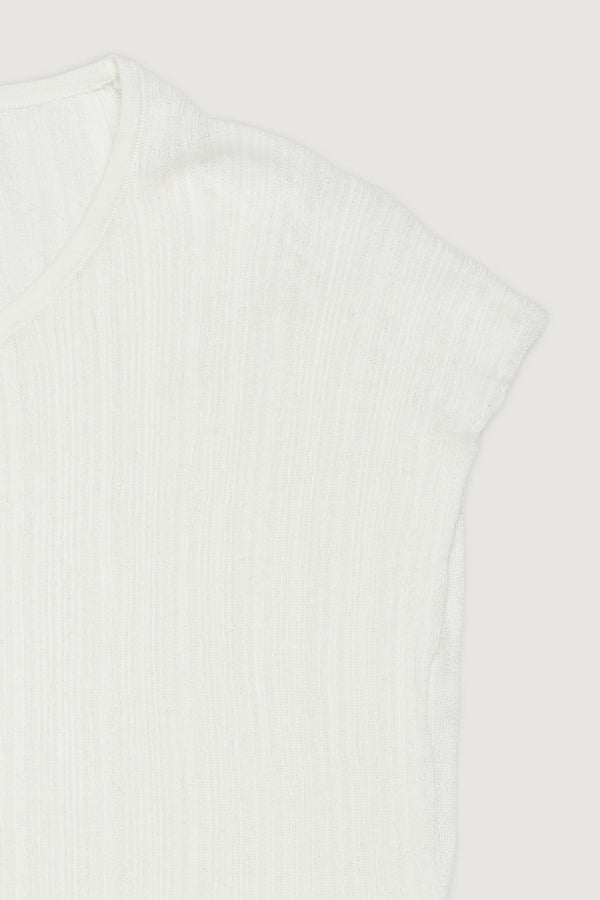 Re-Worn Womens Cotton Blend Textured Cap Sleeve Tee