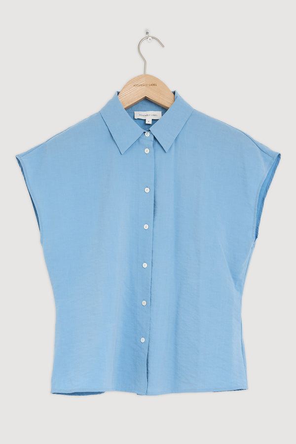 Re-Worn Womens Silk Blend Textured Short Sleeve Shirt