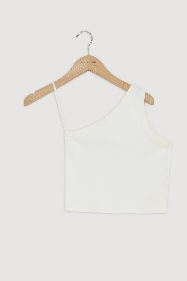 Re-Worn Womens Organic Cotton Yarn Blend Textured One Shoulder Top