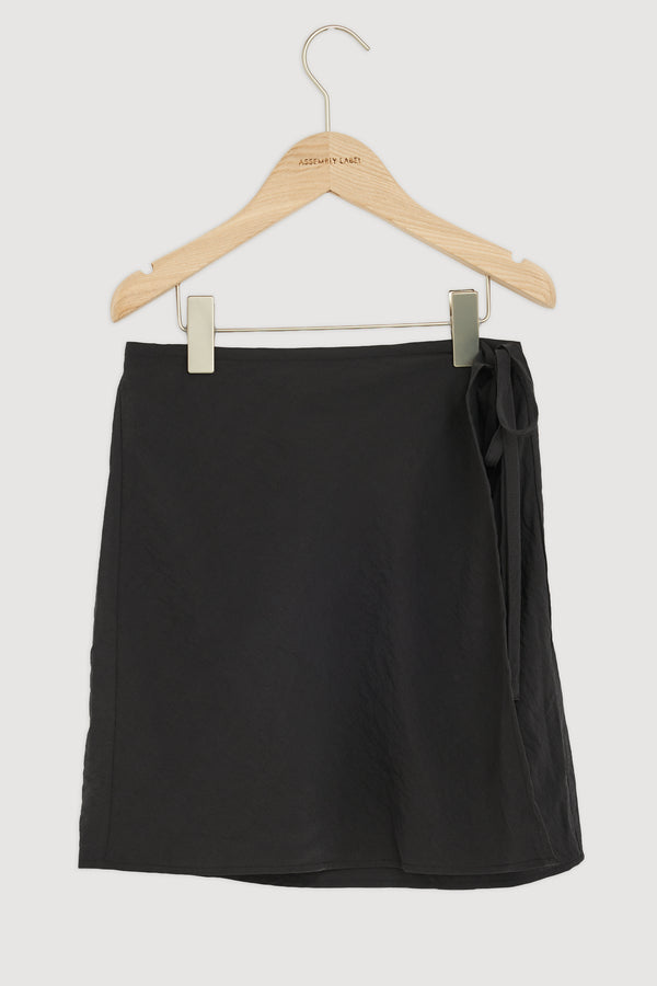 Re-Worn Heather Silk Blend Wrap Mini Skirt