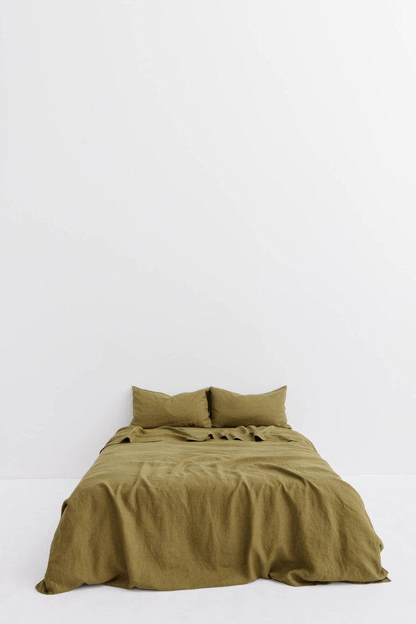 Standard Linen Pillow Cases Olive