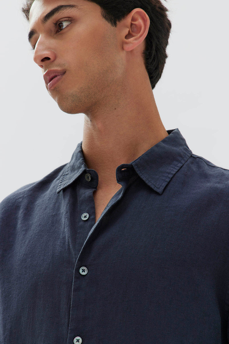 Mens Casual Long Sleeve Shirt True Navy | Assembly Label