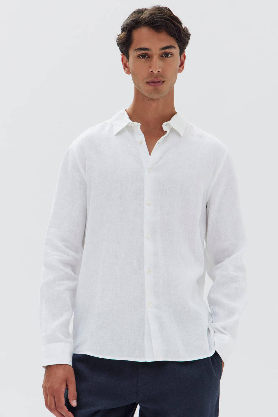 Mens Casual Long Sleeve Shirt White | Assembly Label