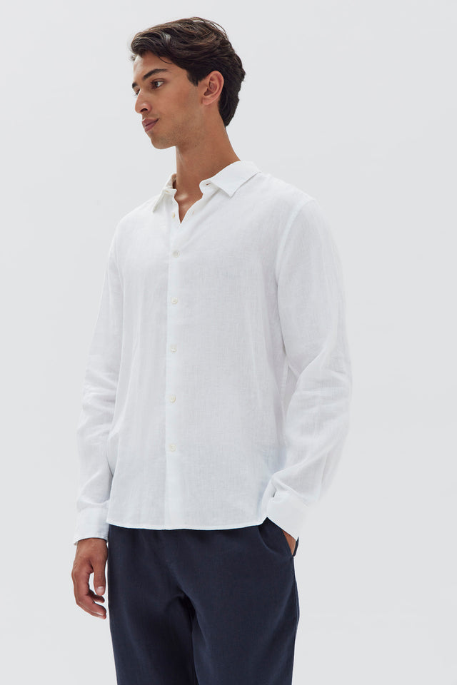 Mens Casual Long Sleeve Shirt White | Assembly Label