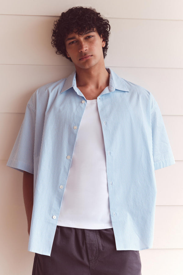 Aron Poplin Stripe Short Sleeve Shirt