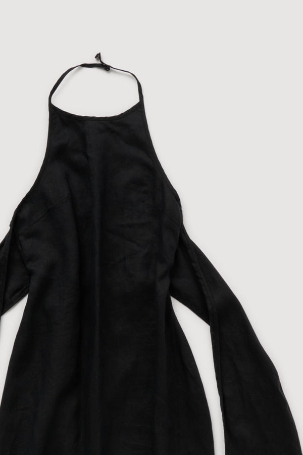Re-Worn Womens Linen Textured Halter Dress