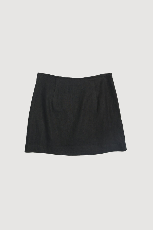 Re-Worn Womens Linen Mini Skirt