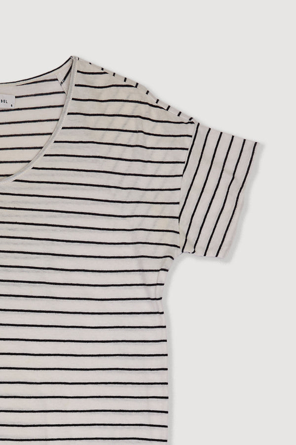 Re-Worn Womens Linen Blend Stripe Tee Dress