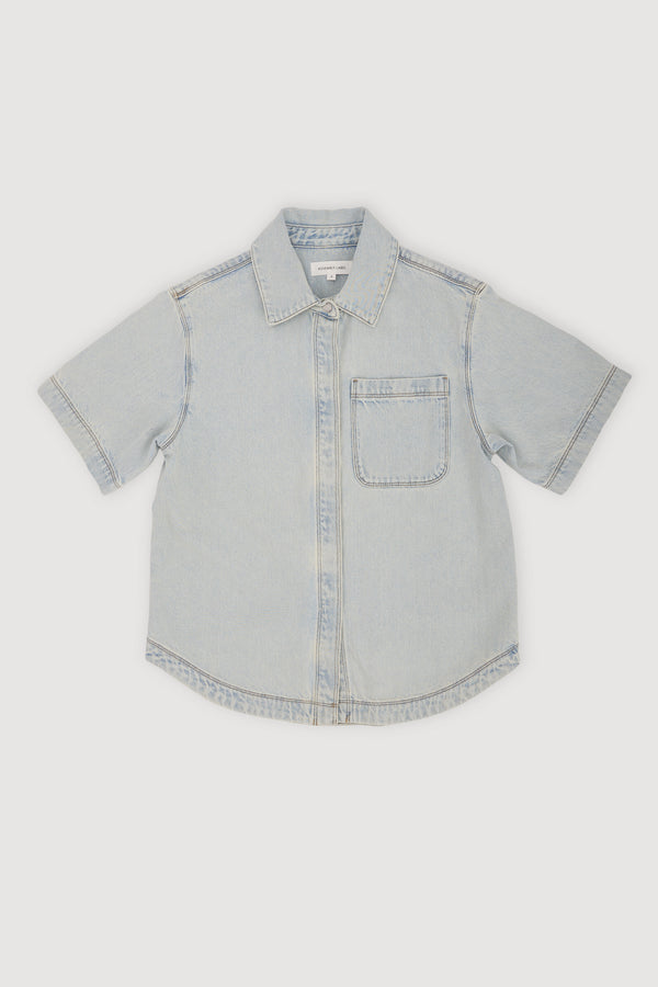 Re-Worn Womens Denim Short Sleeve Shirt