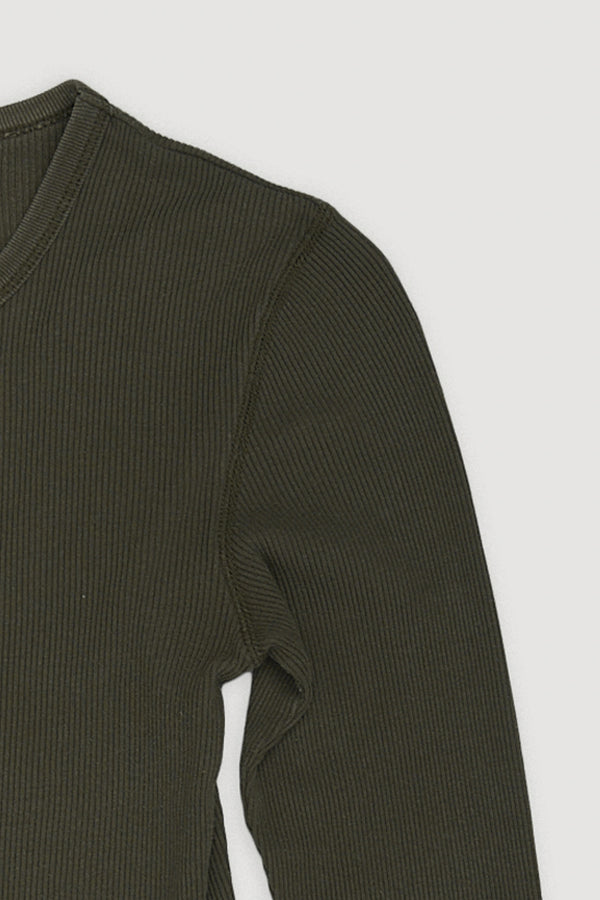 Re-Worn Womens Cotton Textured Long Sleeve Tee