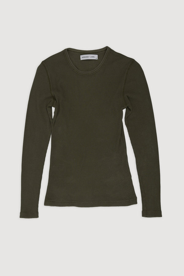 Re-Worn Womens Cotton Textured Long Sleeve Tee
