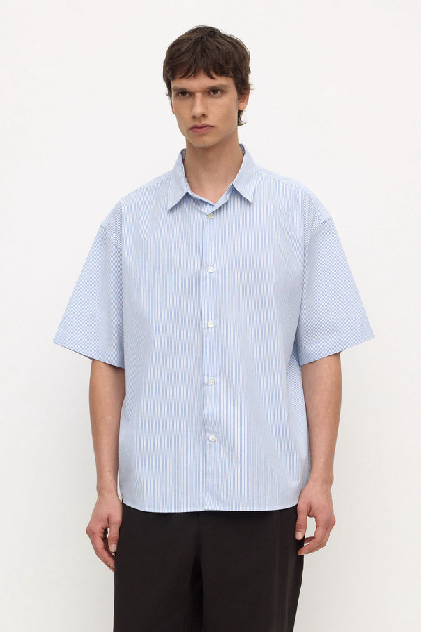 Aron Poplin Stripe Short Sleeve Shirt