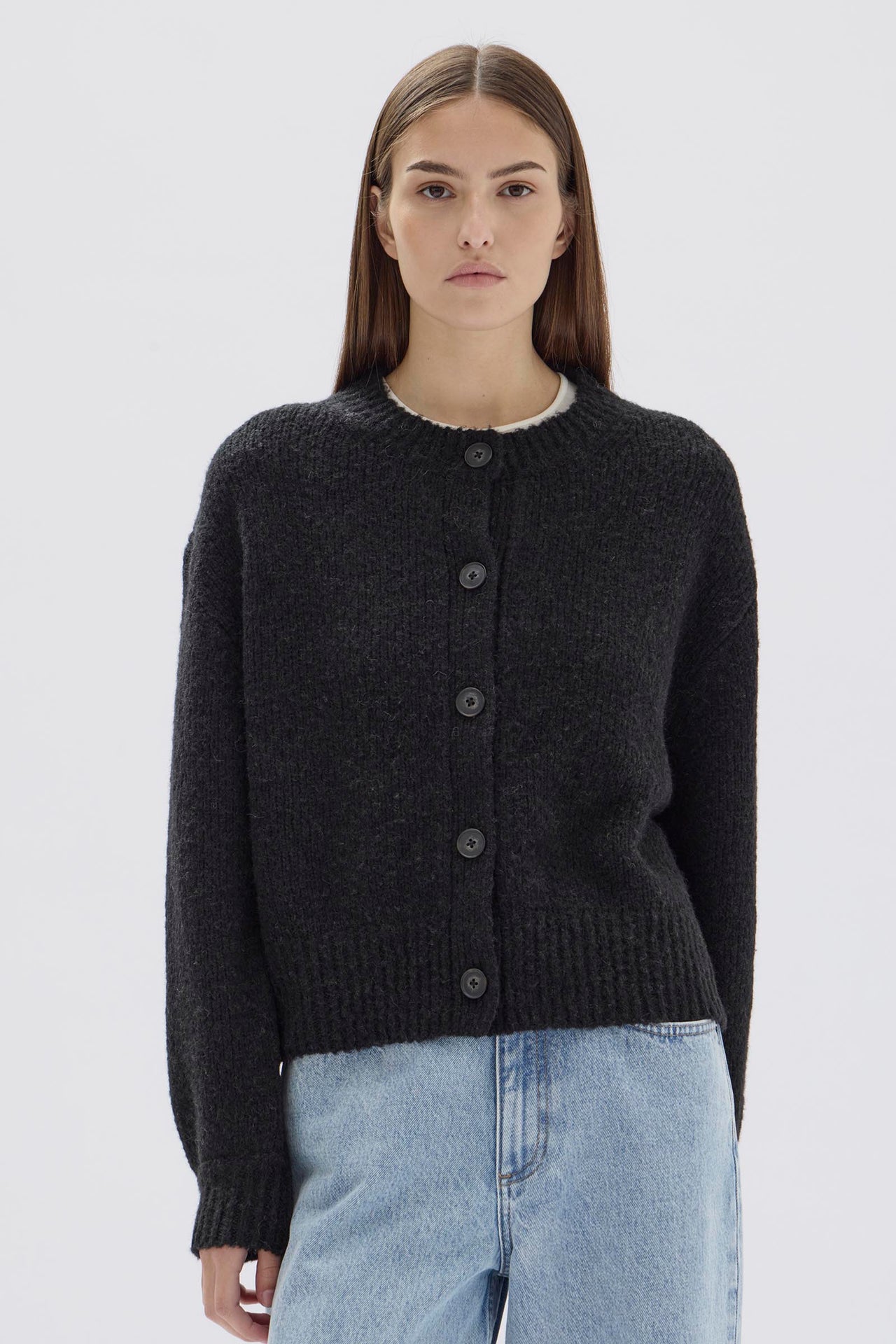 Womens Ava Wool Cardigan Black | Assembly Label