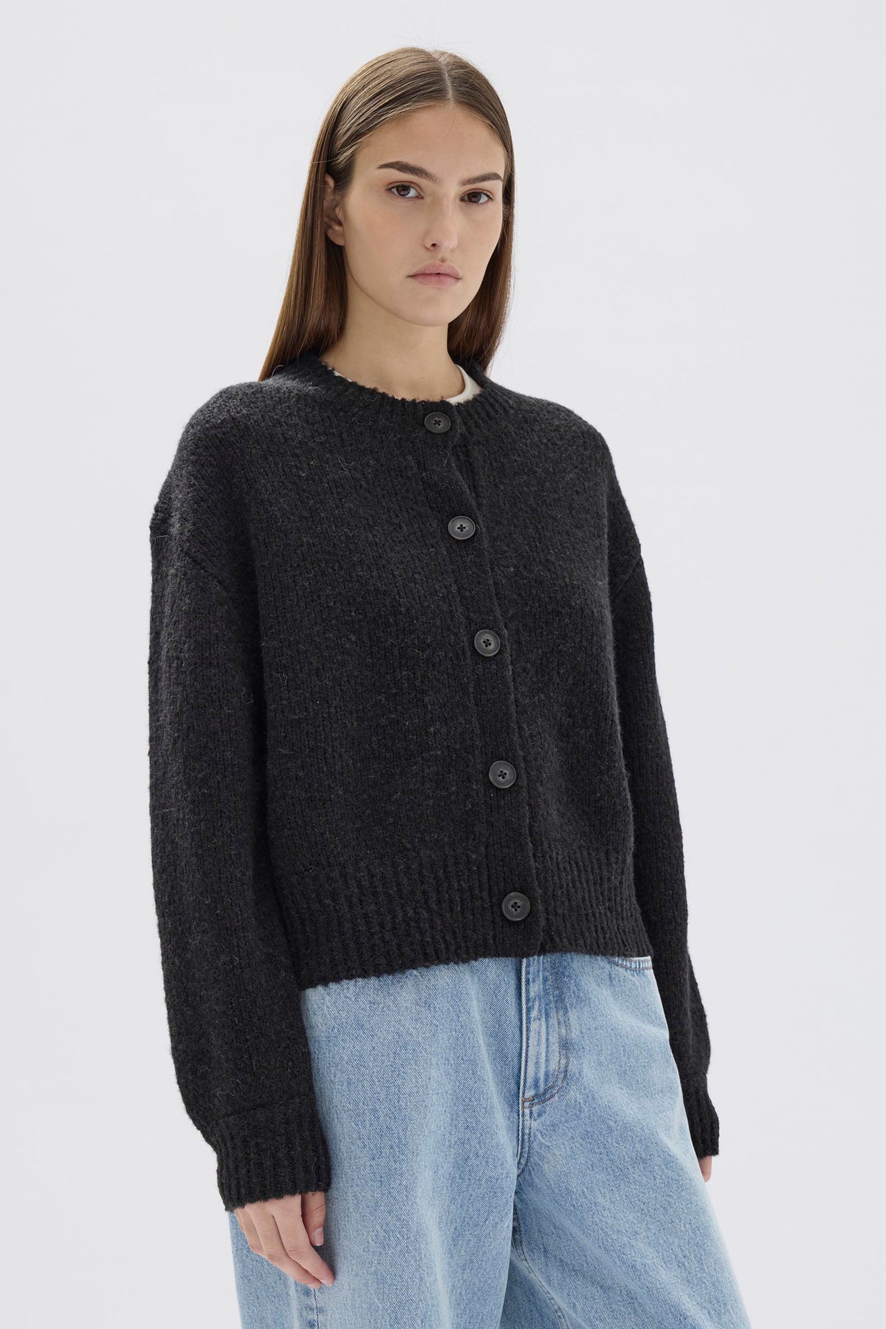 Womens Ava Wool Cardigan Black | Assembly Label