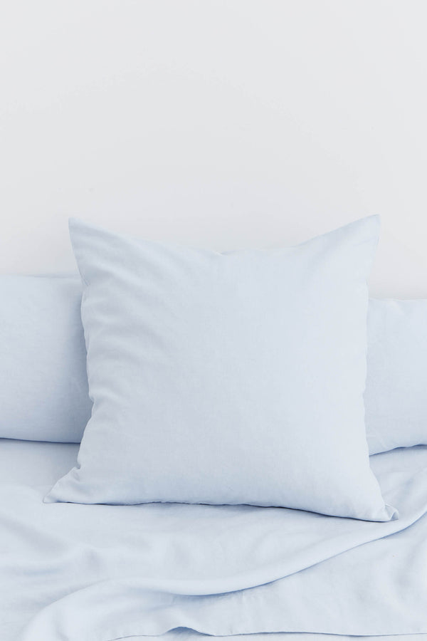 Washed Bed Linen Pillow Case Ticking Stripe Blue - LinenMe