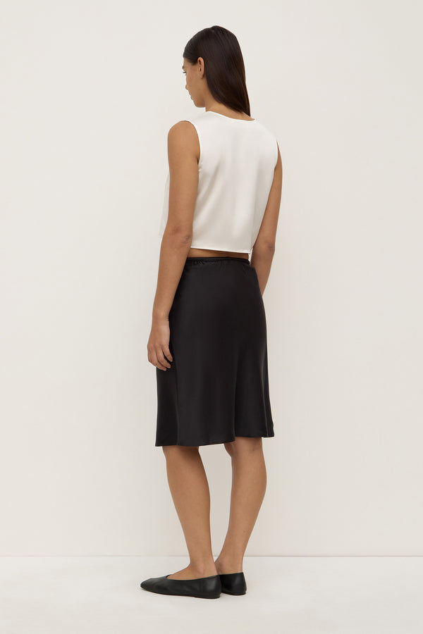 Beal Silk Tie Front Top Antique White-4