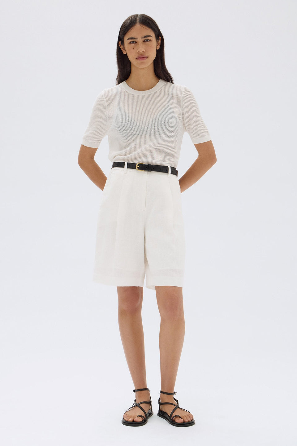 Assembly Label Carina Wool Short Sleeve Cardigan - Cream