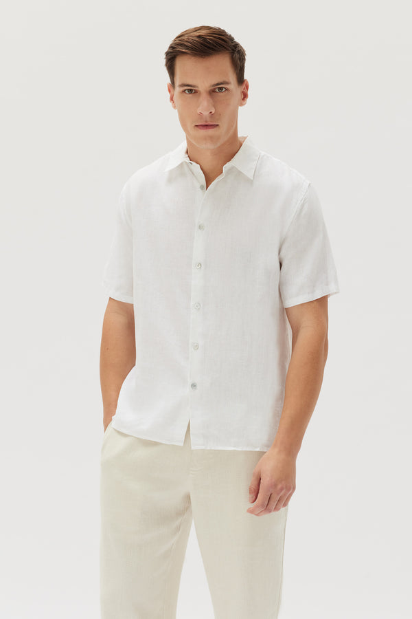 Mens Casual Short Sleeve Shirt White