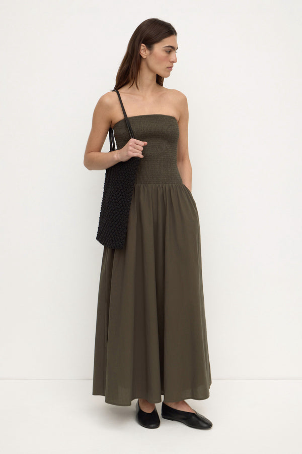 Connie_Cotton_Shirred_Dress_Dark_Military_0393