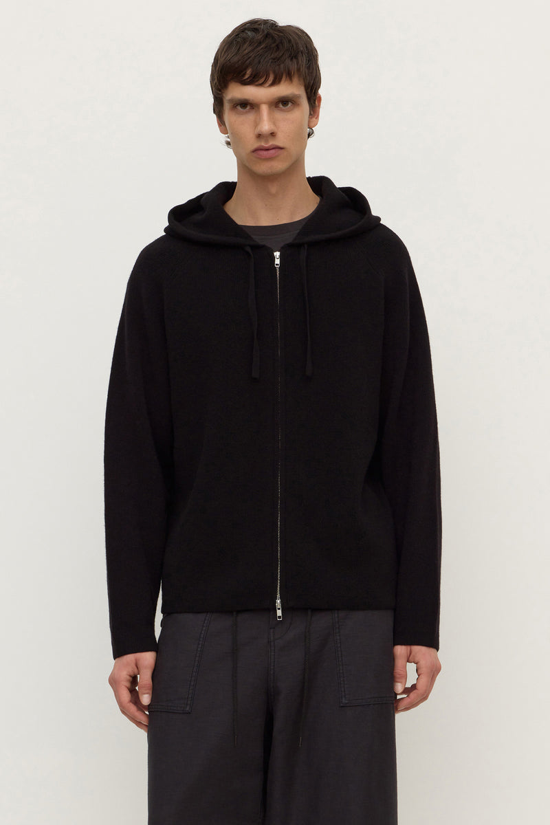 Mens Conway Knit Zip Hoodie Black | Assembly Label