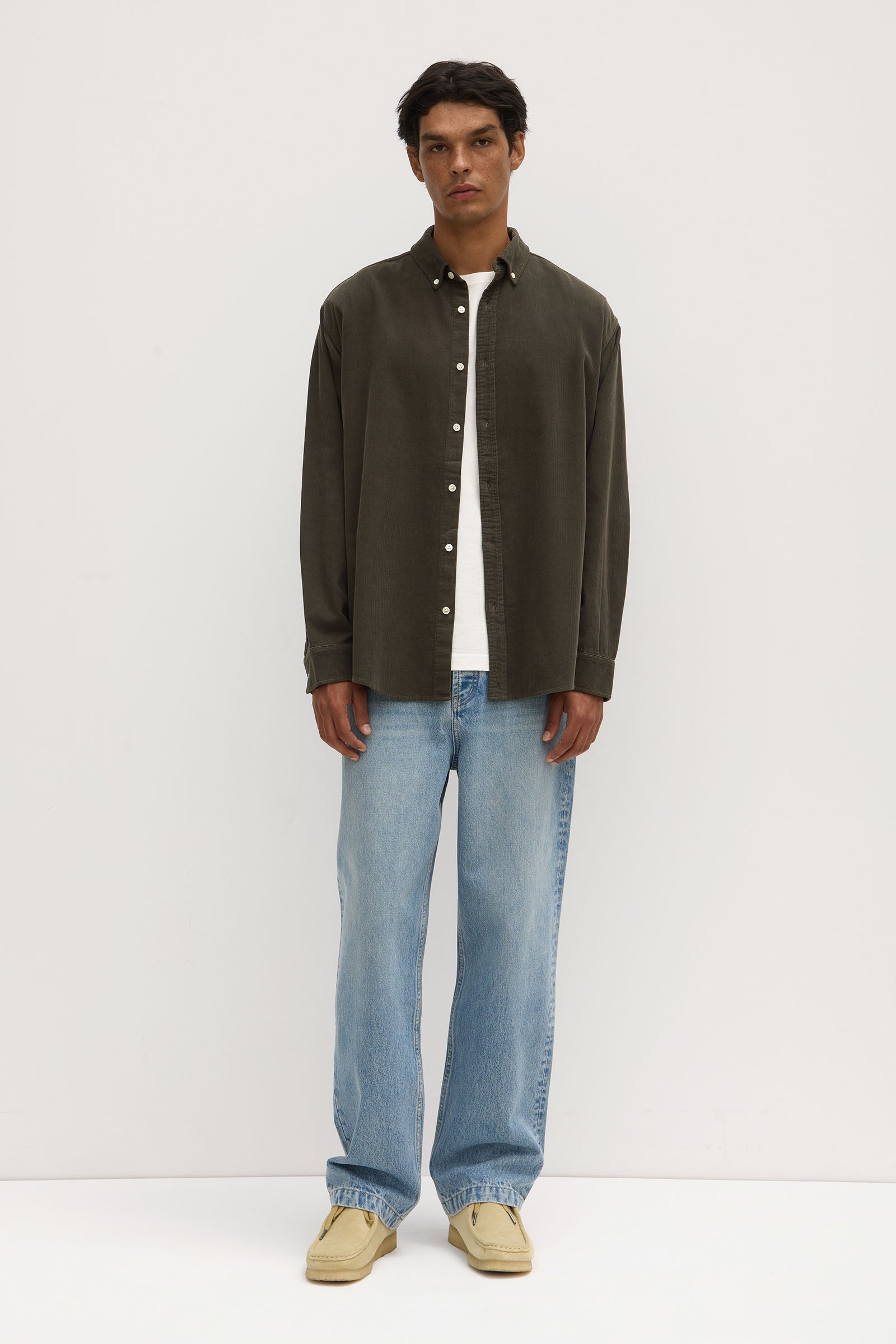 Mens Cord Long Sleeve Shirt Sorrel Assembly Label