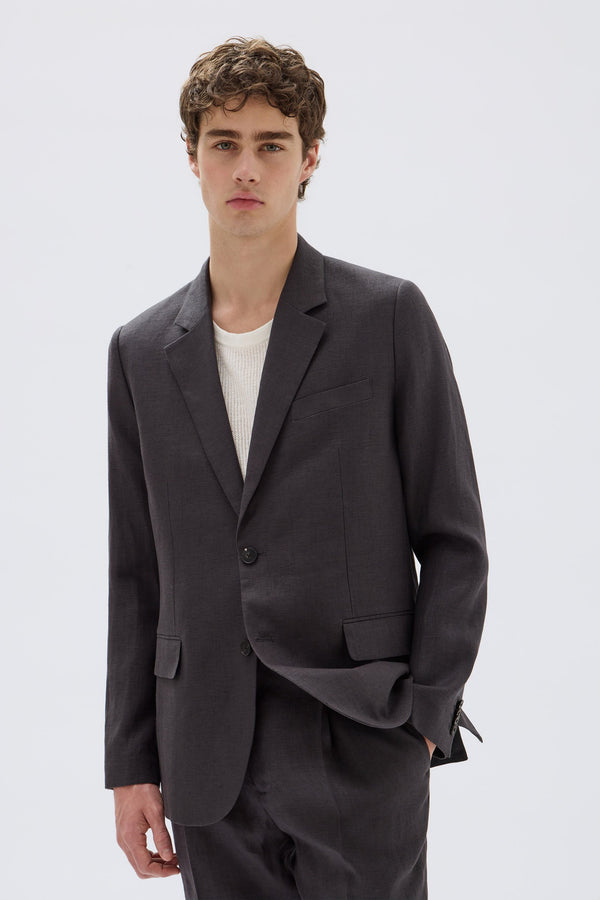 Mens Ellis Linen Jacket Black Assembly Label
