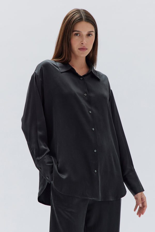 Womens Ena Silk Shirt Black | Assembly Label