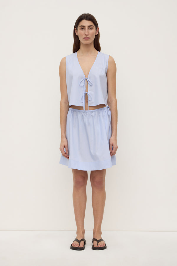 Re-Worn Havana Stripe Poplin Tie Front Top