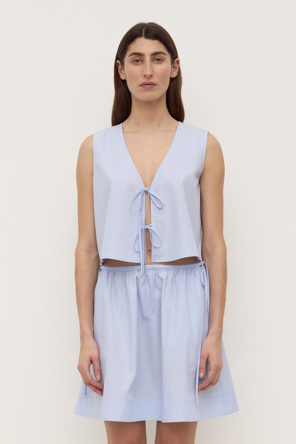 Havana Stripe Poplin Tie Front Top