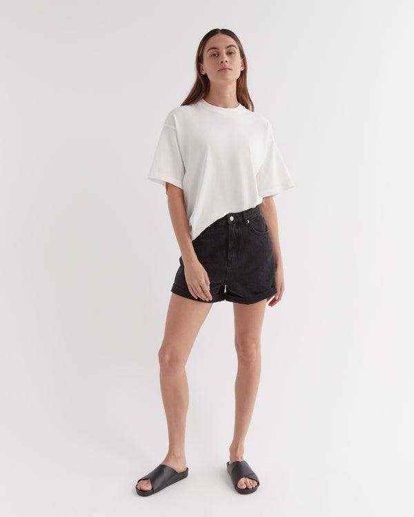 Re-Worn High Waist Rolled Hem Shorts