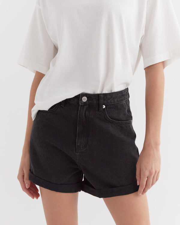 Re-Worn High Waist Rolled Hem Shorts