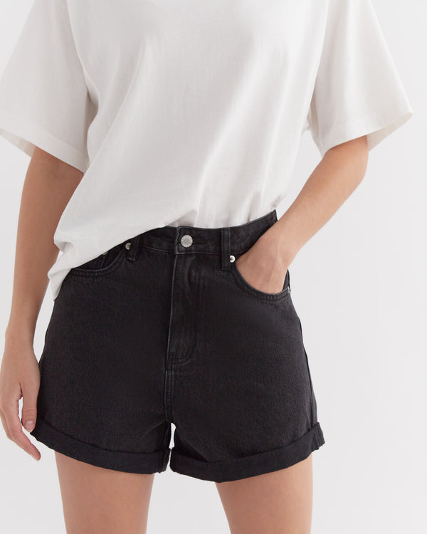 Re-Worn High Waist Rolled Hem Shorts