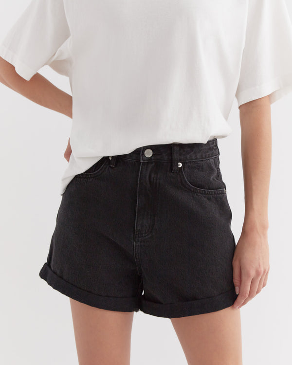 Re-Worn High Waist Rolled Hem Shorts
