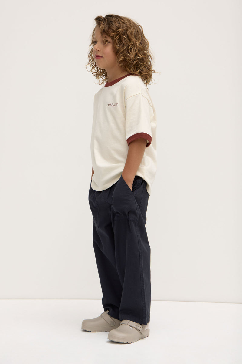 Kids Ringer Tee Pebble/Ochre | Assembly Label