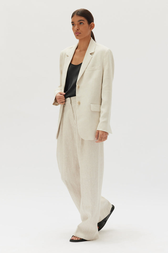 Leila Linen Jacket Oat Assembly Label Womens Jackets