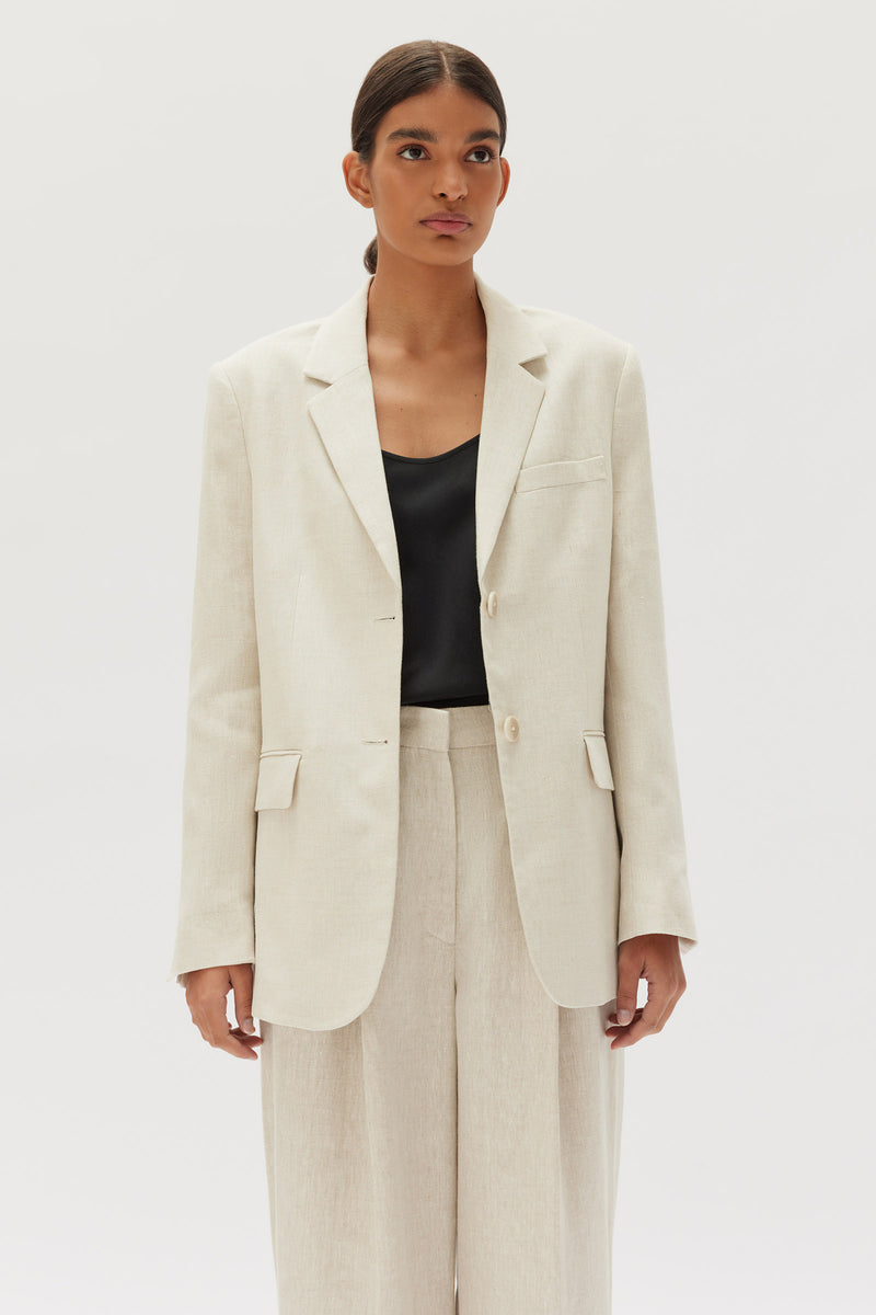 Leila Linen Jacket Oat | Assembly Label Womens Jackets