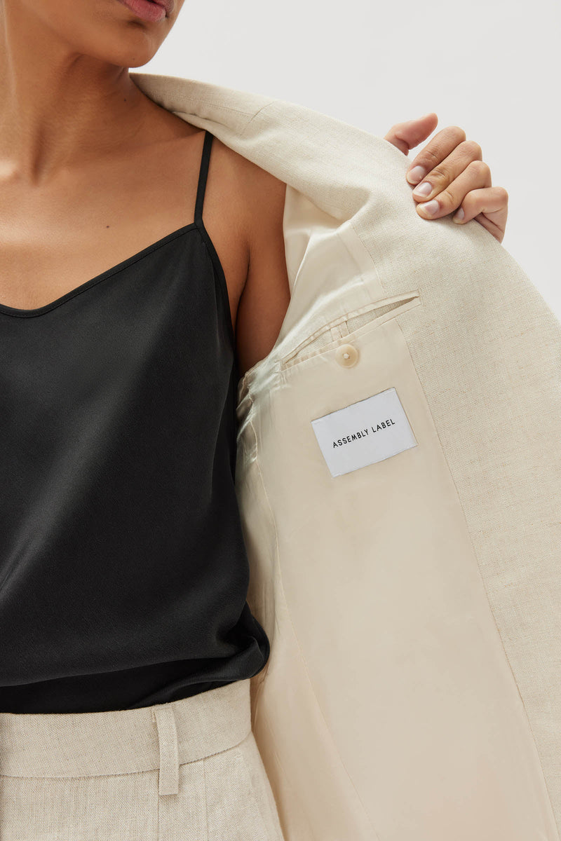 Leila Linen Jacket Oat Assembly Label Womens Jackets