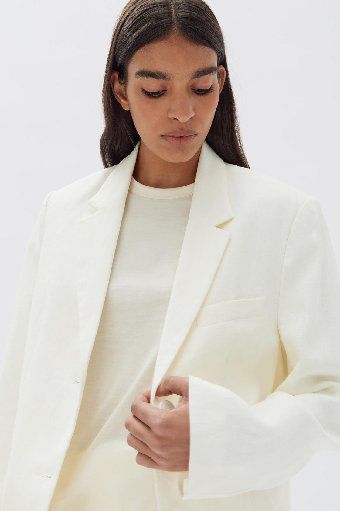 Womens Leila Linen Jacket Antique White | Assembly Label