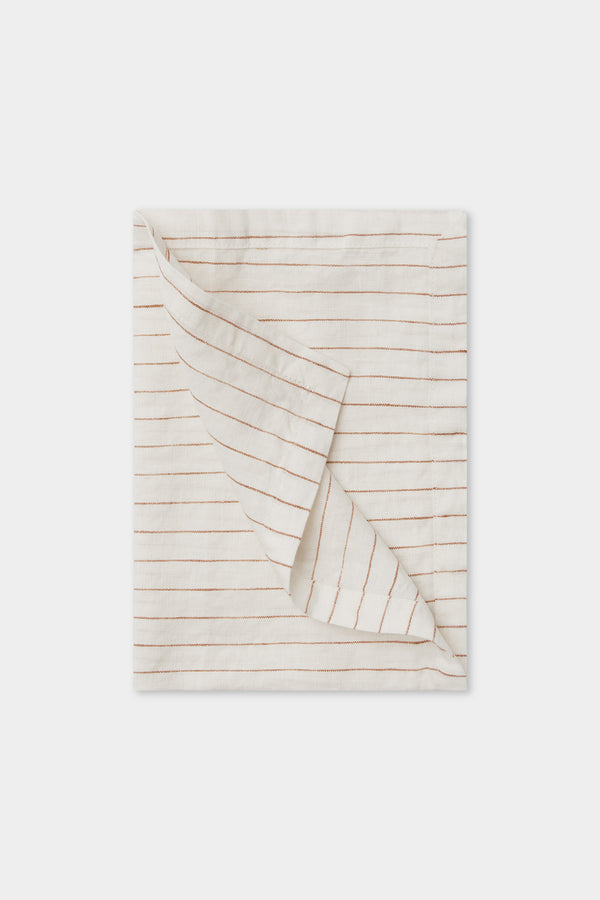 Linen Tea Towel Tobacco Pinstripe