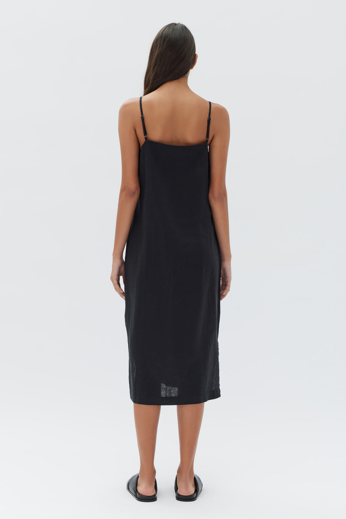 Womens Linen Slip Dress Black | Assembly Label