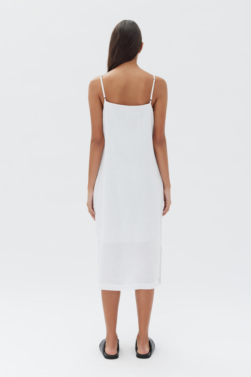Womens Linen Slip Dress White | Assembly Label